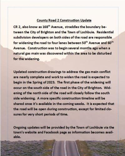 County Road 2 Construction Update